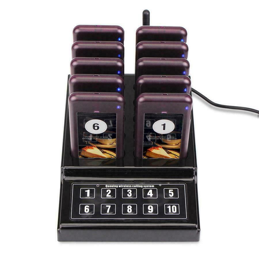 Restaurant Coaster Pager Guest Wireless Paging Queuing Calling System +10 Pagers
