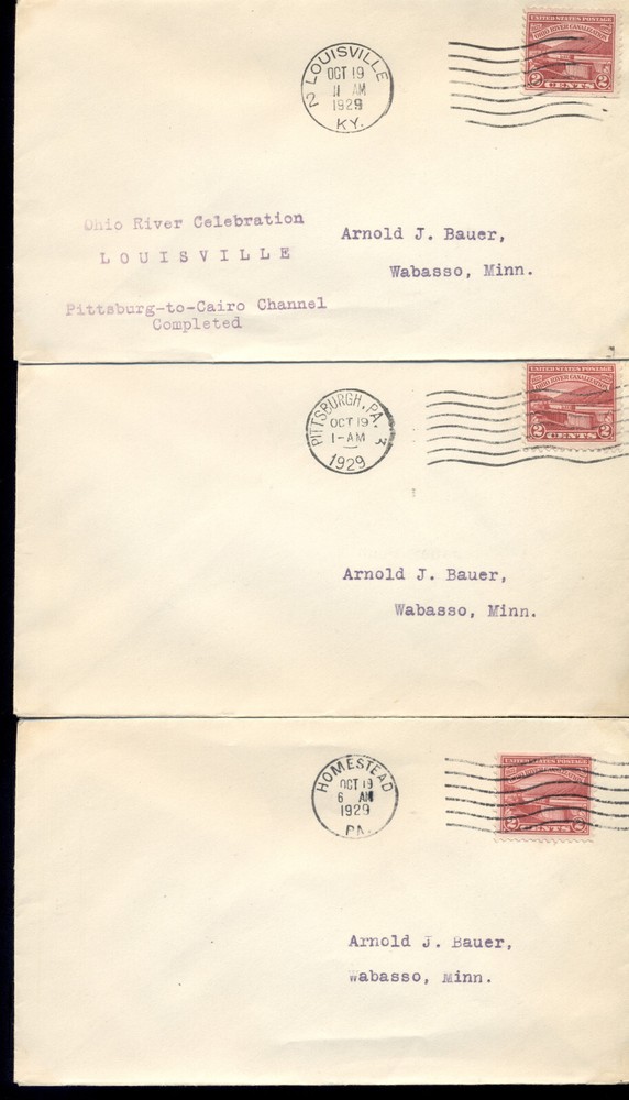 1929 FDC - Scott# 681 - Ohio River - all 7 FD Cities = Flap/OK