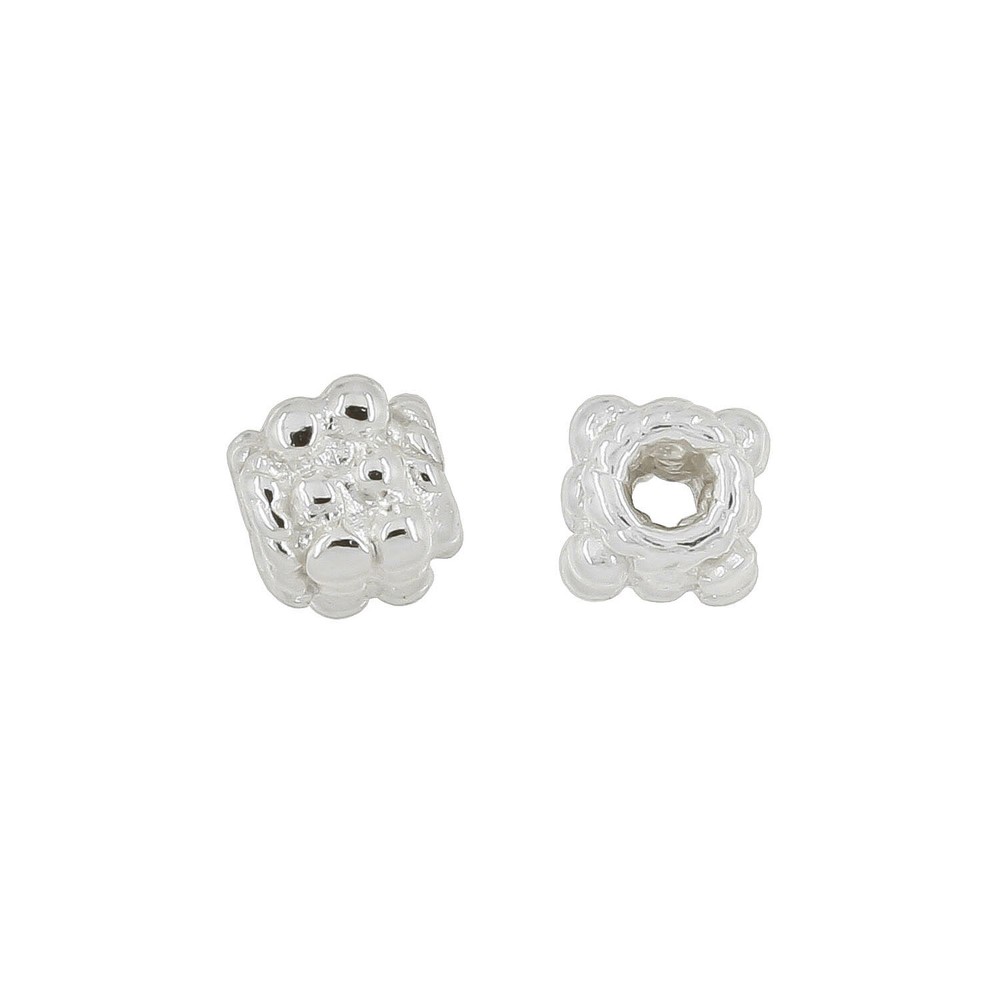 2 Sterling Silver Dotted Square Spacer Beads #97787
