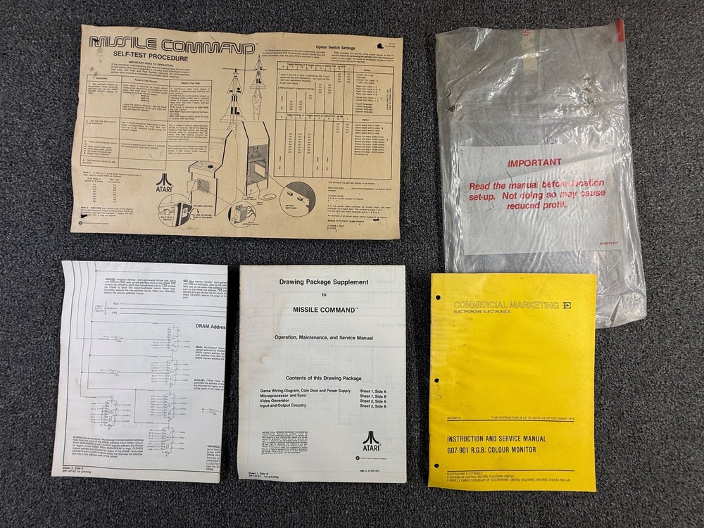Atari Missile Command Arcade Video Game Manual Schematics BONUS POSTER ORIGINAL