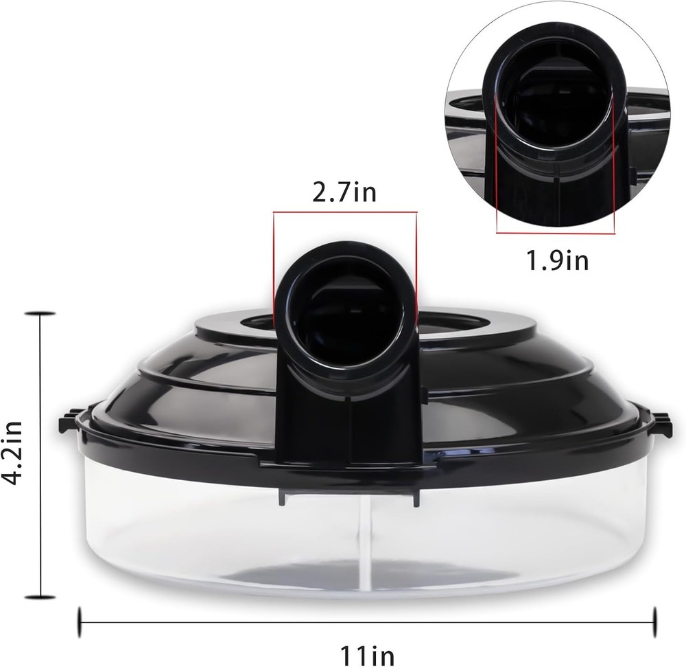 2 Quart Water Pan (Basin) Compatible with Rainbow Vacuum Medium, Black