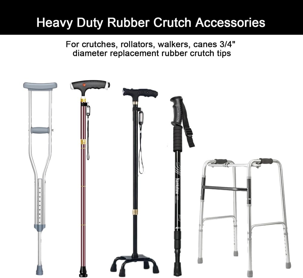 Replacement Rubber Cane Tips Non-Slip Walker Crutch Feet