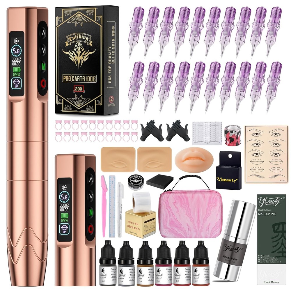 Microblading Kit - Professional Complete Wireless Tattoo Gun Rose Gold