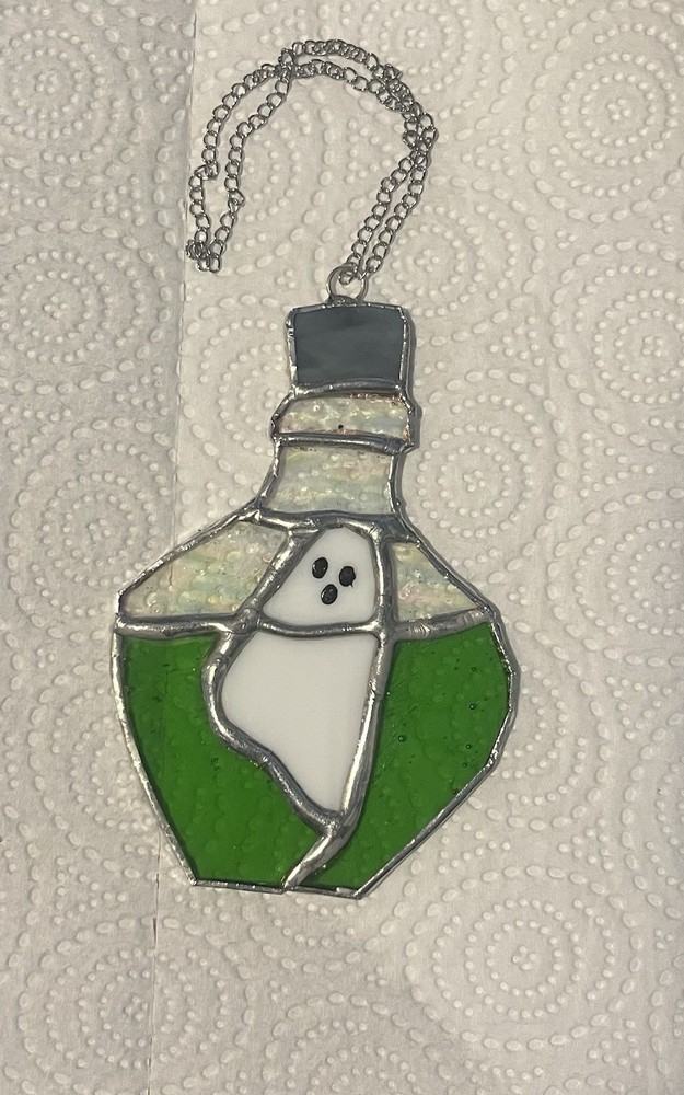 Stained Glass ghost Potion Bottle