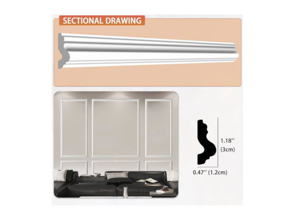 QDYMXUN Premade Wainscoting Wall Molding Kit, 6-Frames Assembly Pre-cut