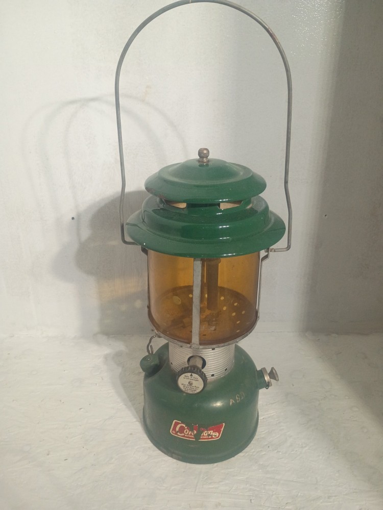 Vintage date code 8-58 Coleman Lantern Green w/ Yellow Pyrex Glass - untested
