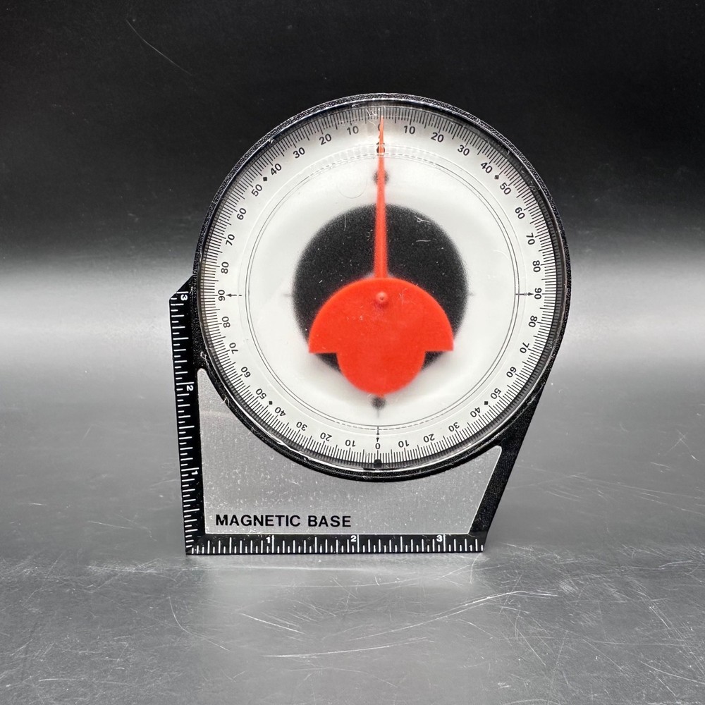 Vintage Magnetic Base Dial Gauge Angle Finder Protractor Conversion Chart Ruler