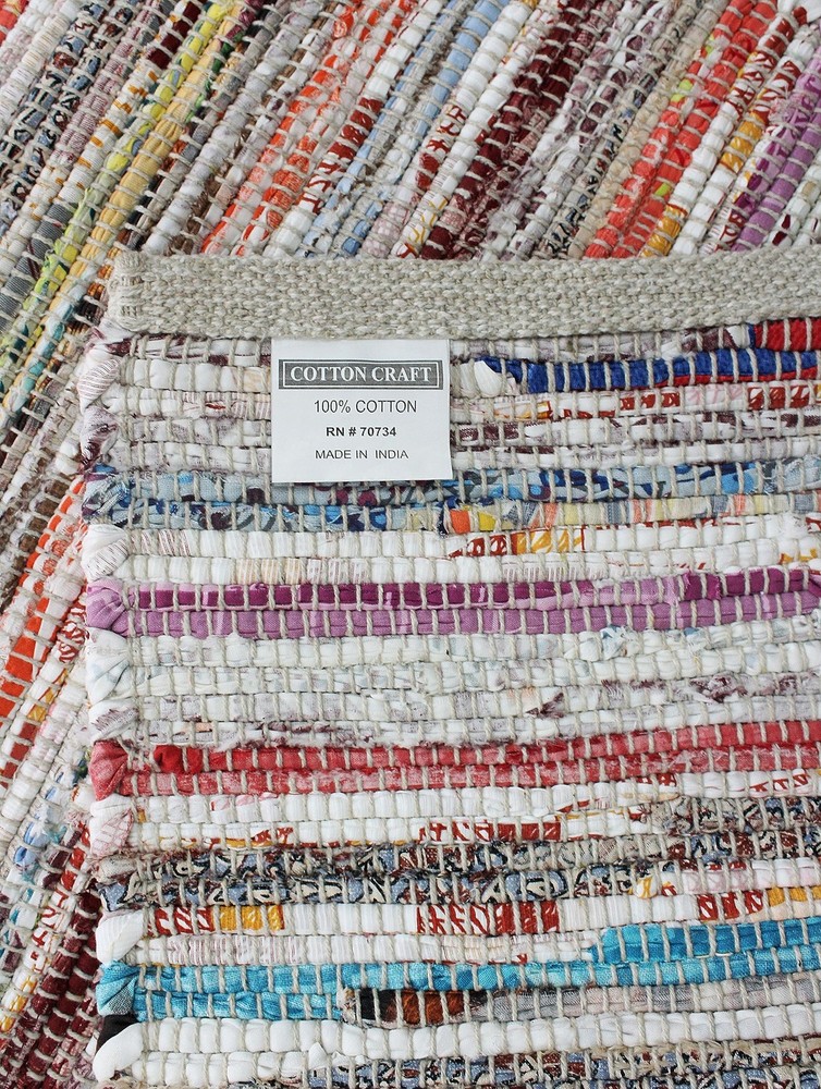 COTTON CRAFT Cotton Chindi 1'8" x 2'8" (Rectangular), Multi Color - 1 Pack