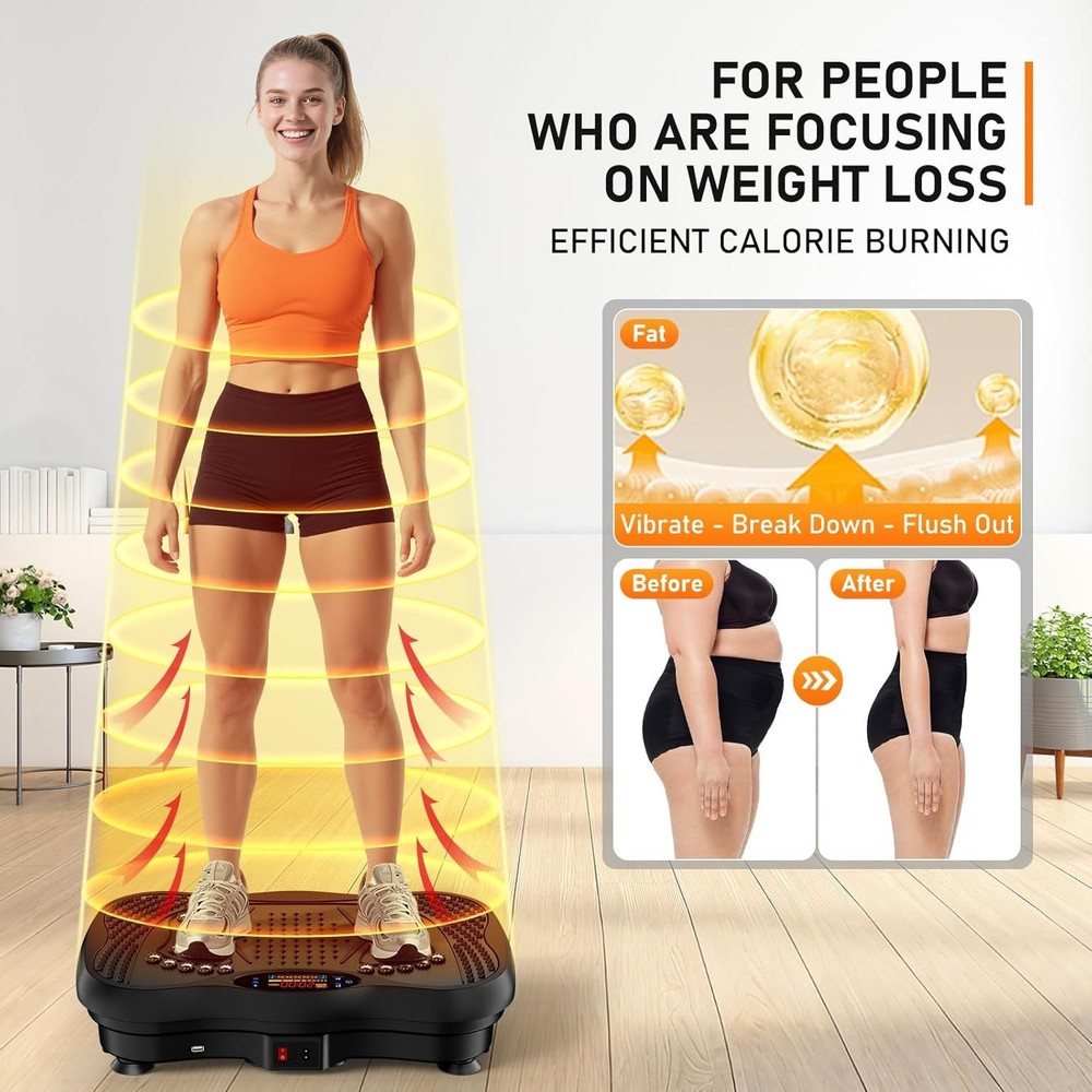 Compact Full Body Vibration Plate for Weight Loss - 450 lbs Capacity, 6 Programs