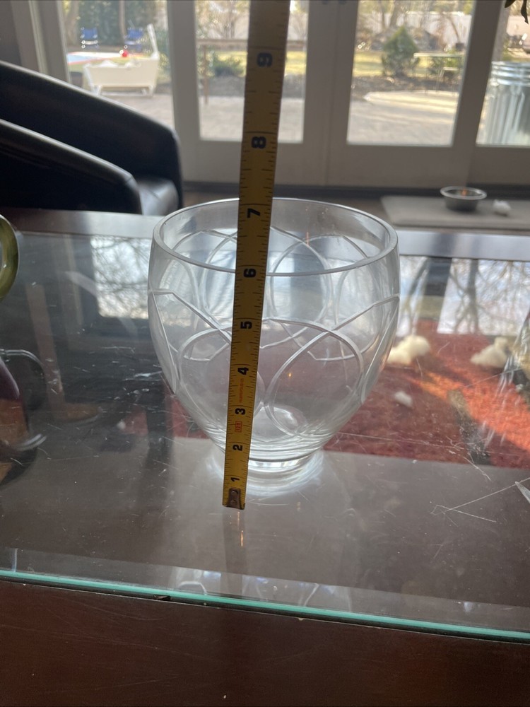 Crystal Etched Vase Bowl 6" Tall
