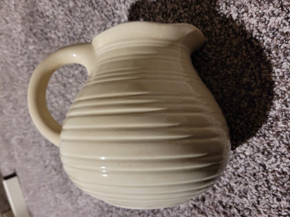 3D Apple Design Stoneware Pitcher With Handle Beige Apple Embossed