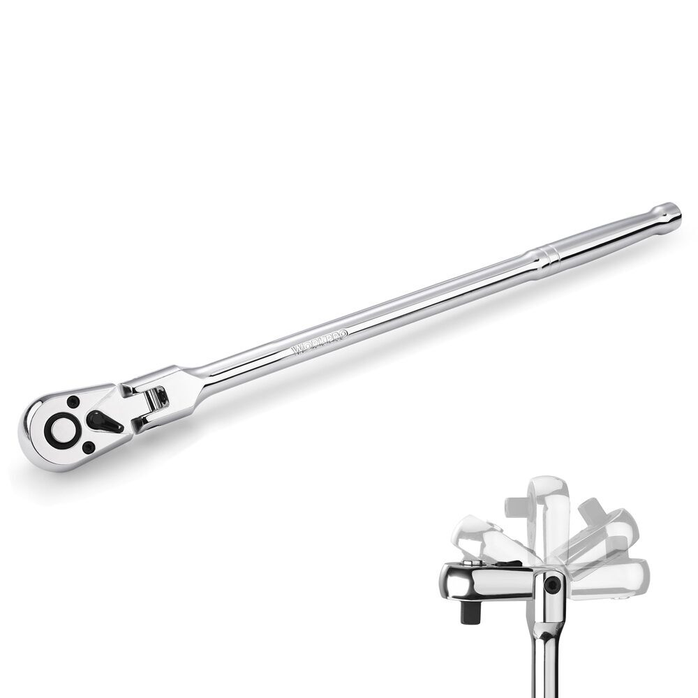 WORKPRO 12" Extra Long Flex Head Ratchet Handle 1/4" Dr Quick Release Reversible