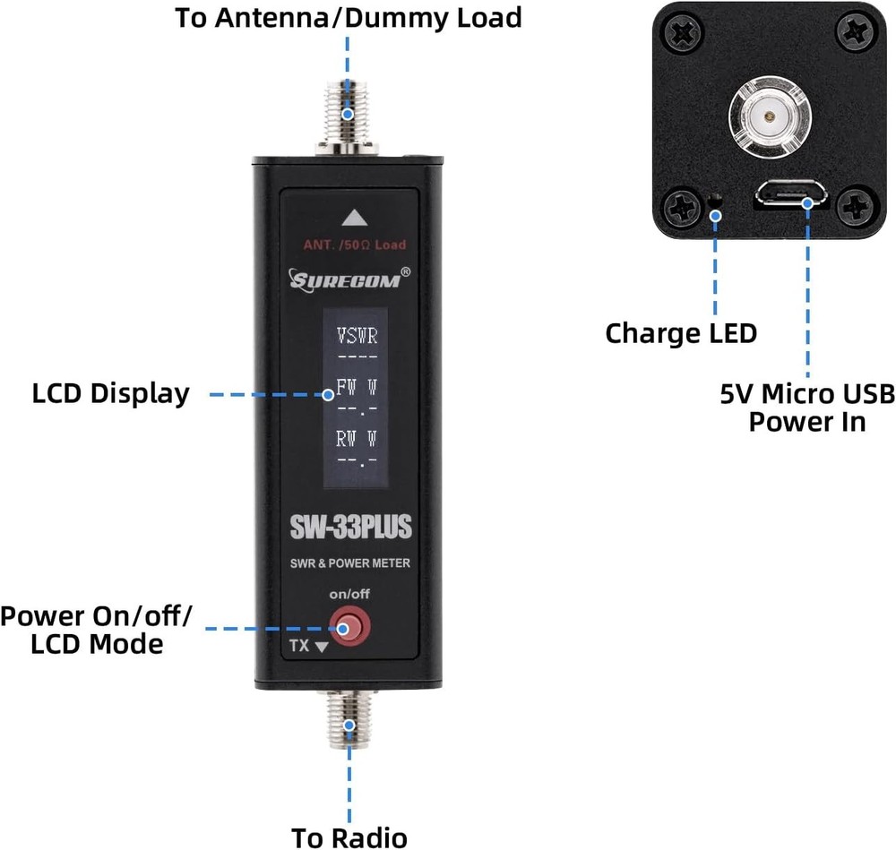 Mcbazel Surecom SW-33 Plus 100W SWR Meter Black