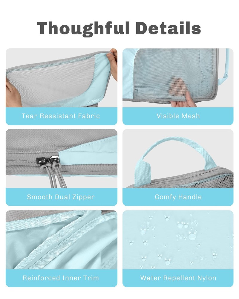 6 Set/ 4 Set/ 2 Set Compression Packing Cubes Travel Essentials Lightweight N...