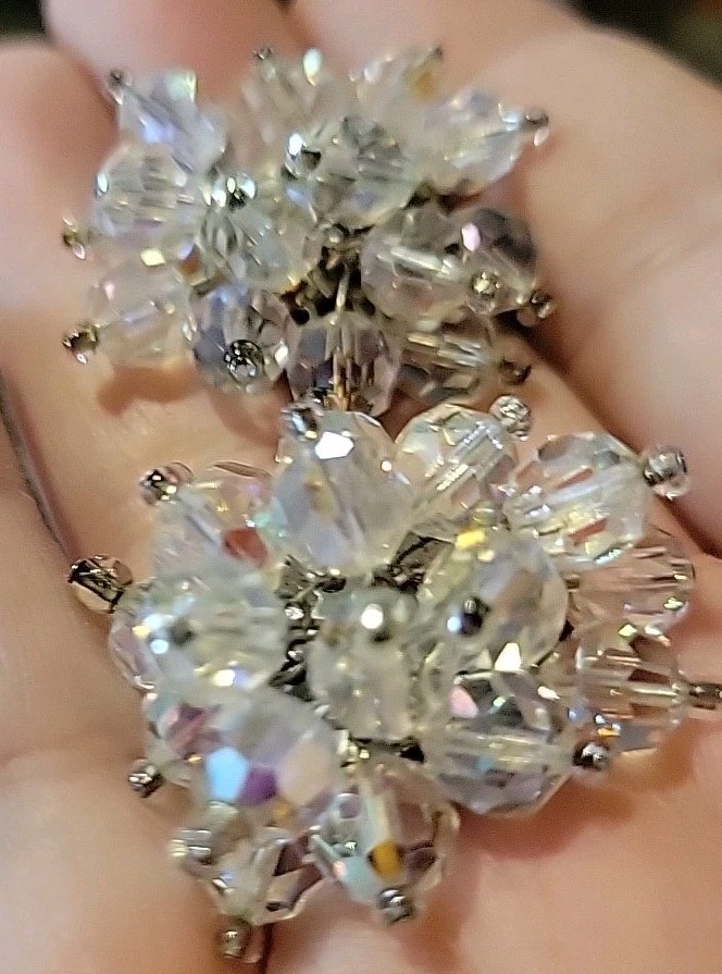 Signed Maravella AB Crystal Rhinestones Earrings Movable