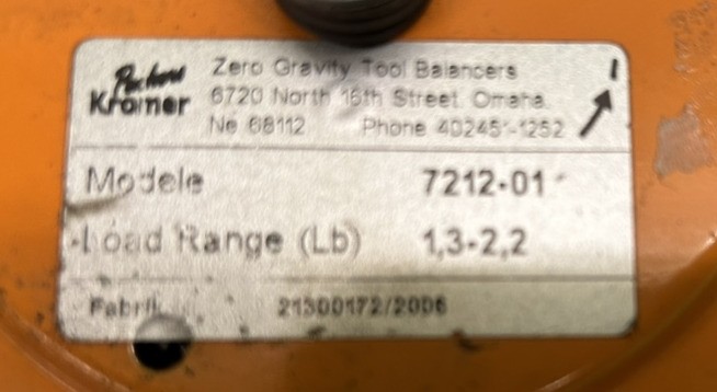 Packers Kromer 7212-01 Tool Balancer 1.3-2.2 lb Load Range