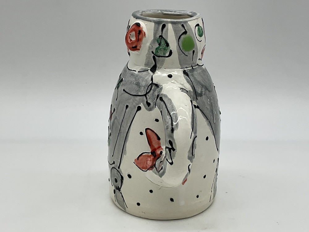 Robot mug or pitcher hand thrown and hand painted