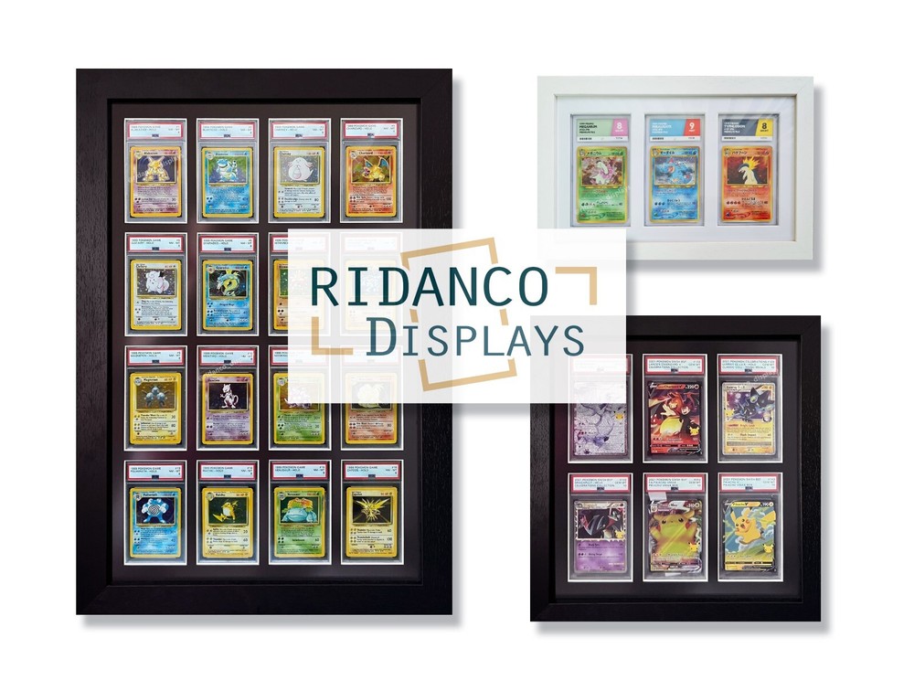 15 Card Slab Display Frames, UK Made, Premium UV Protective Solid Wood, PSA CGC