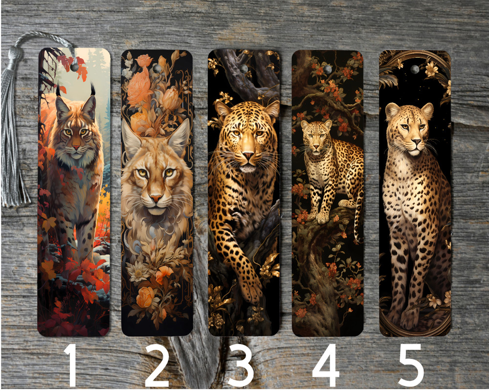 Big Cat Themed Metal Bookmarks 2