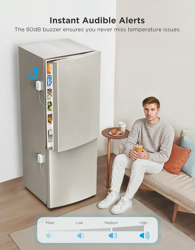 Refrigerator Freezer Thermometer 1 Pack, Bluetooth Temperature Sensor with Alarm