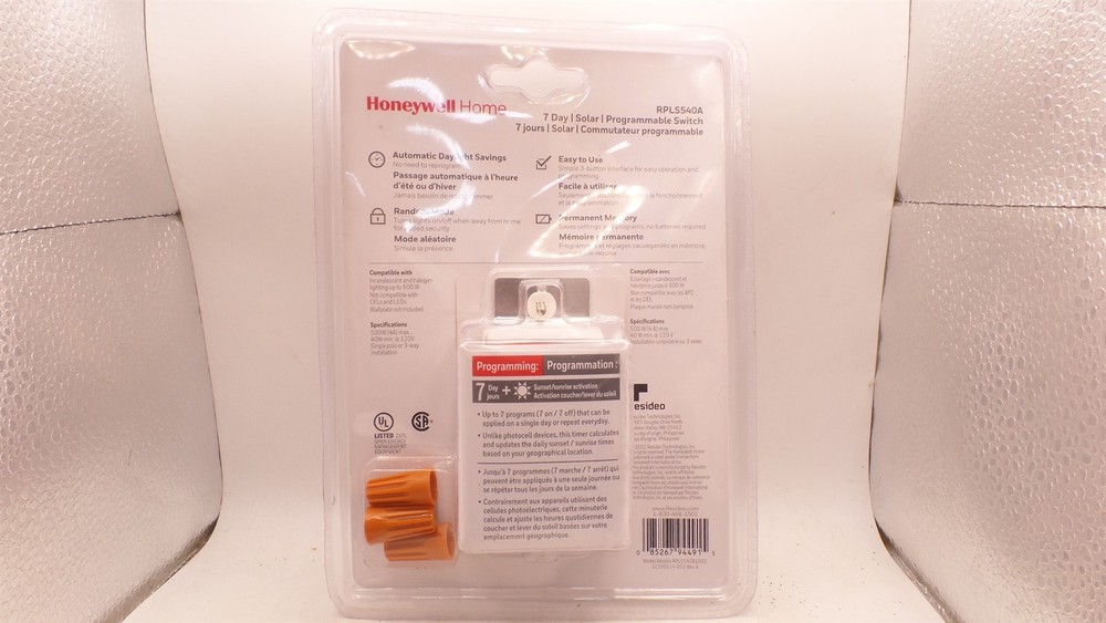 HONEYWELL RPLS540A1002 HOME 120V 7-DAY PROGRAMMABLE INDOOR LIGHT SWITCH TIMER