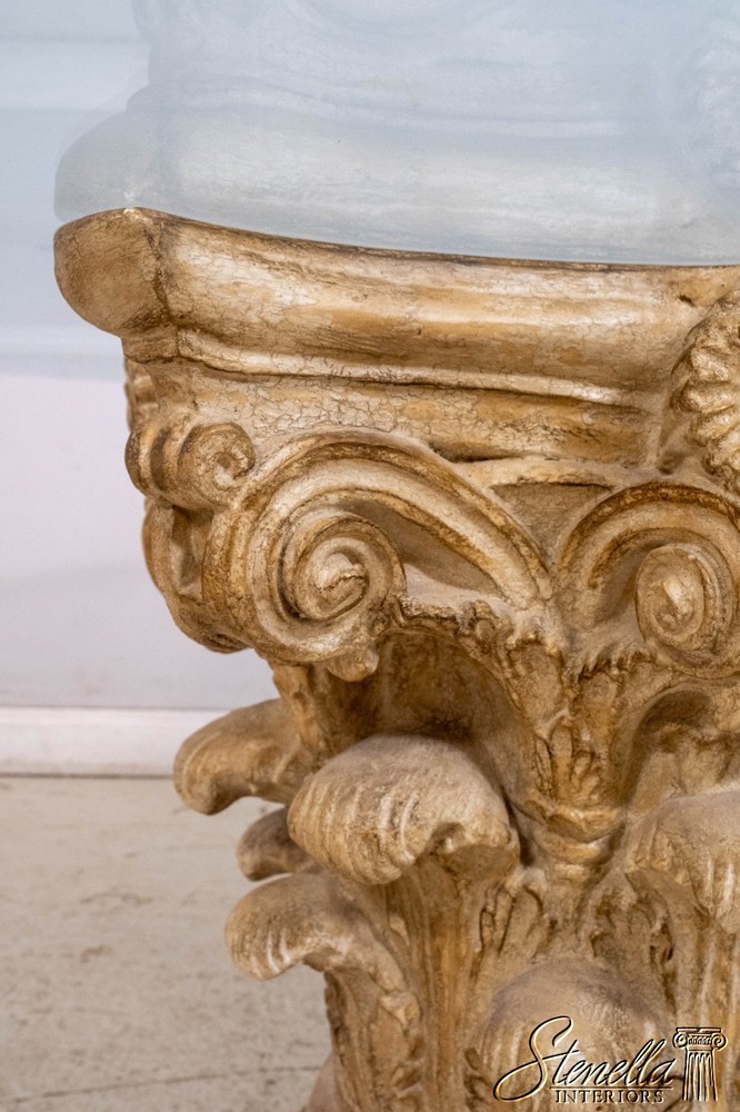 69656: Round Glass Top Column Base Dining Room Table