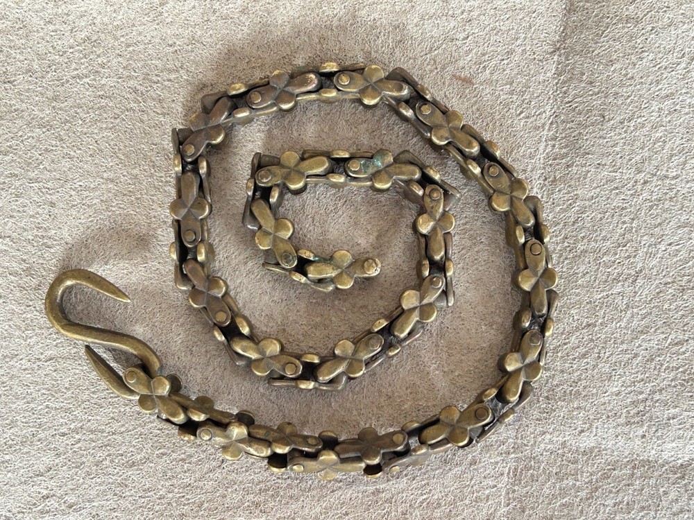 OLD VINTAGE HAND MADE SOLID BRASS CHAIN LAMP HANGING CEILING HANGING CHAIN B2