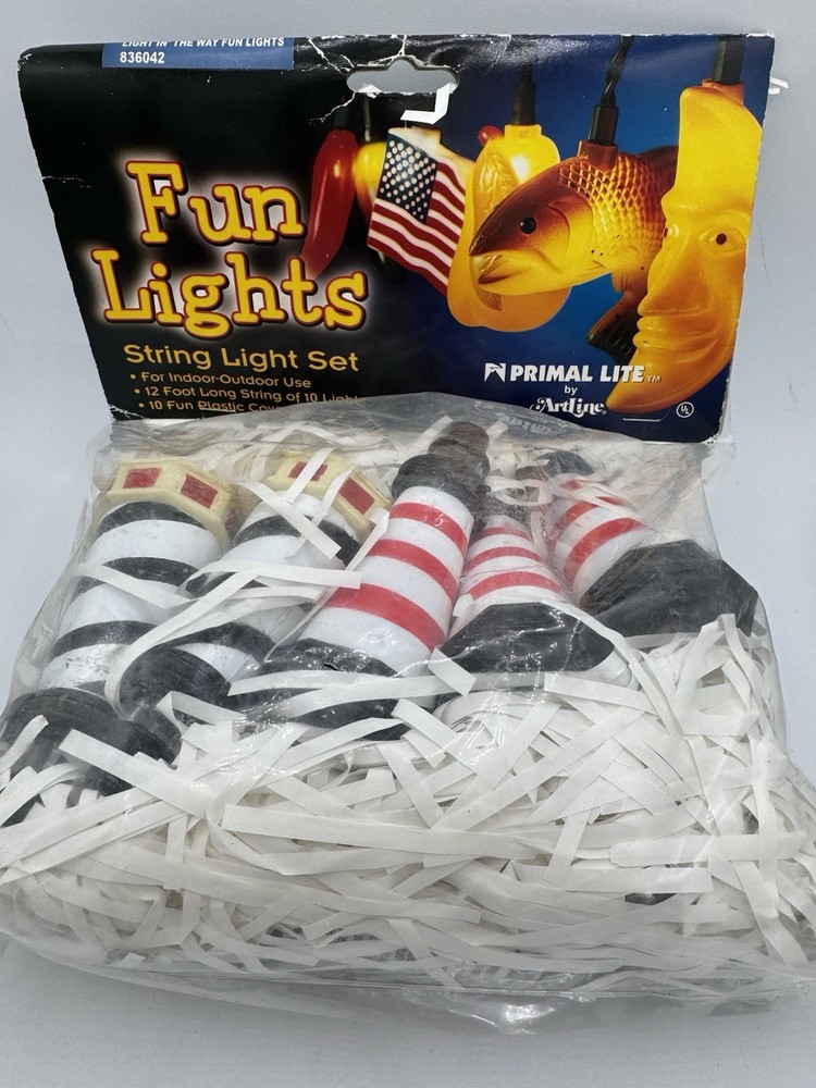 Vintage 2002 Artline Primal Lite Lighthouse String Lite Set 12 Ft w/ 10 Lights