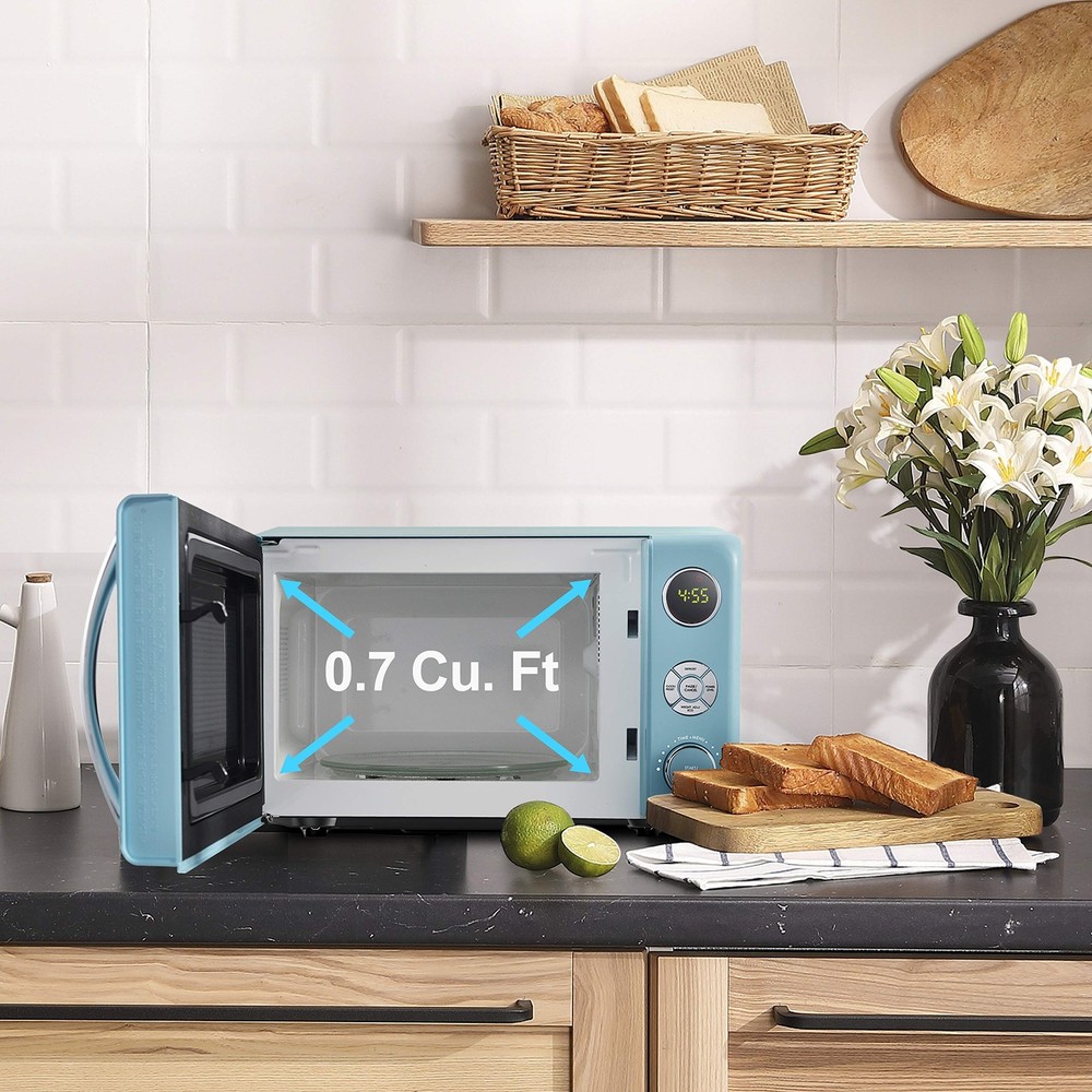 Galanz GLCMKA07BER-07 Retro Microwave Oven, LED Lighting, Pull Handle Design,...
