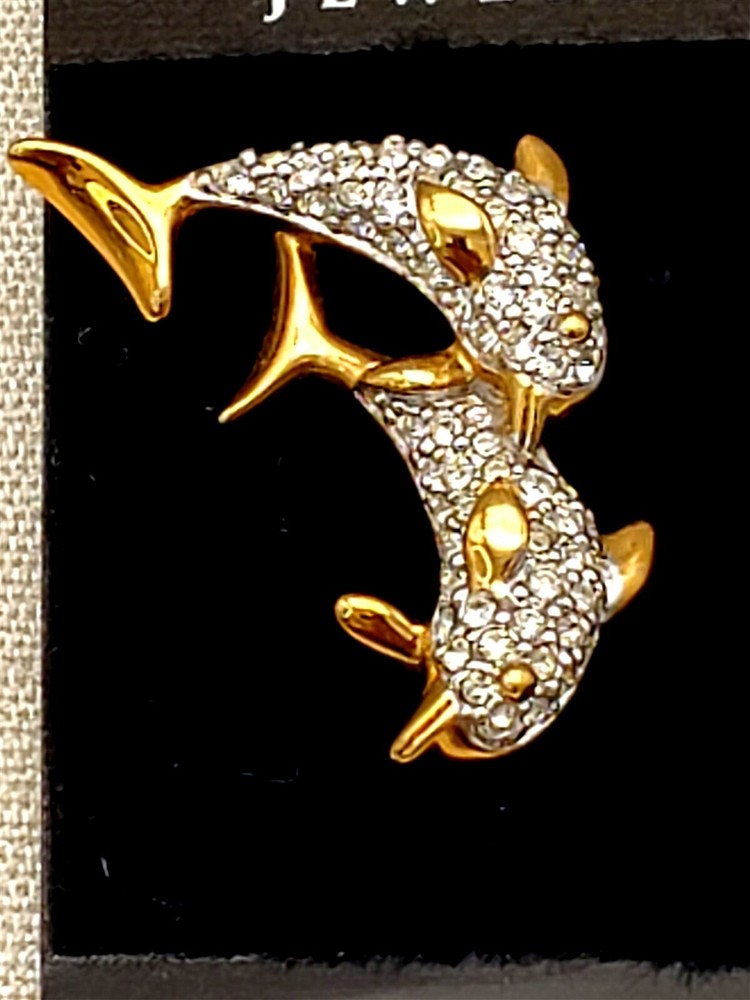 Swarovski Dolphin Tac Pin Pave Crystals