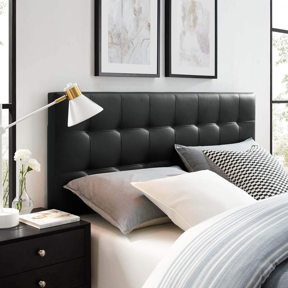Modern Full Upholstered Headboard in Leather - Adjustable Height Design