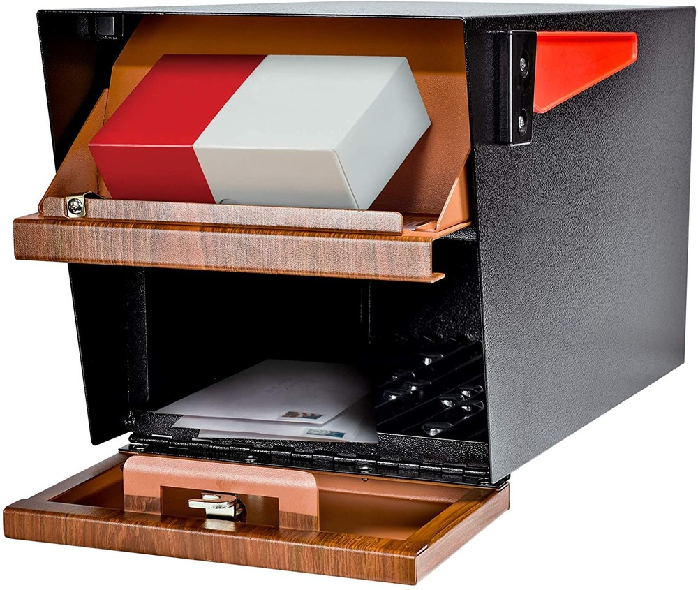 New Mail Boss Mail Manager Curbside Wood Grain Locking Security Mailbox
