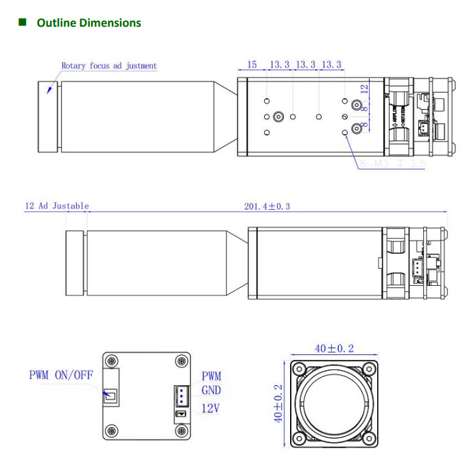 455nm 10W Adjustable Lens Collimated Laser Module