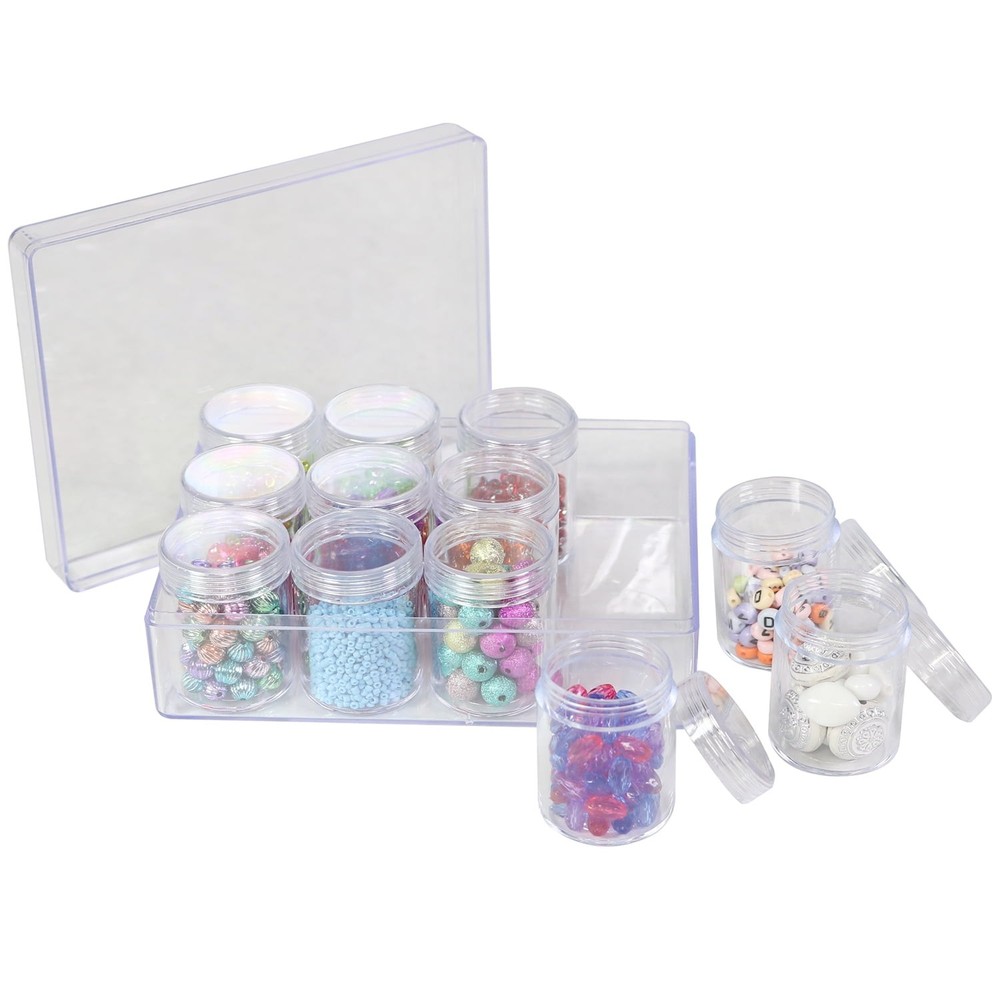 (2 pack) Everything Mary 12-Unit Plastic Beading Craft and Hobby Storage Box