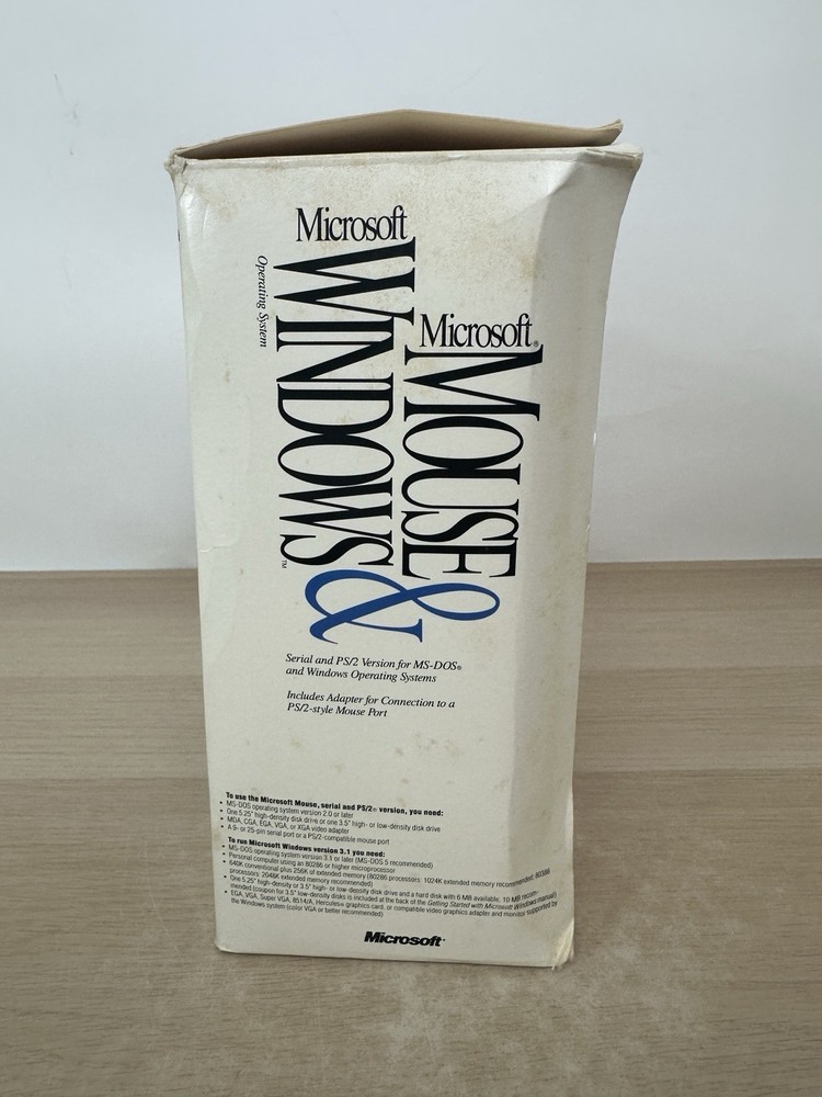 Microsoft Windows 3.1 Operating System + Microsoft Mouse - Vintage 1992 Big Box