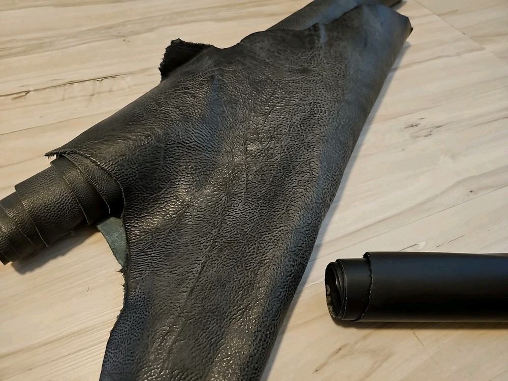 5oz STONE BLACK FULL GRAIN LEATHER HIDE MEDIUM SOFT PANEL/SHEET/SQUARE/12x12x24