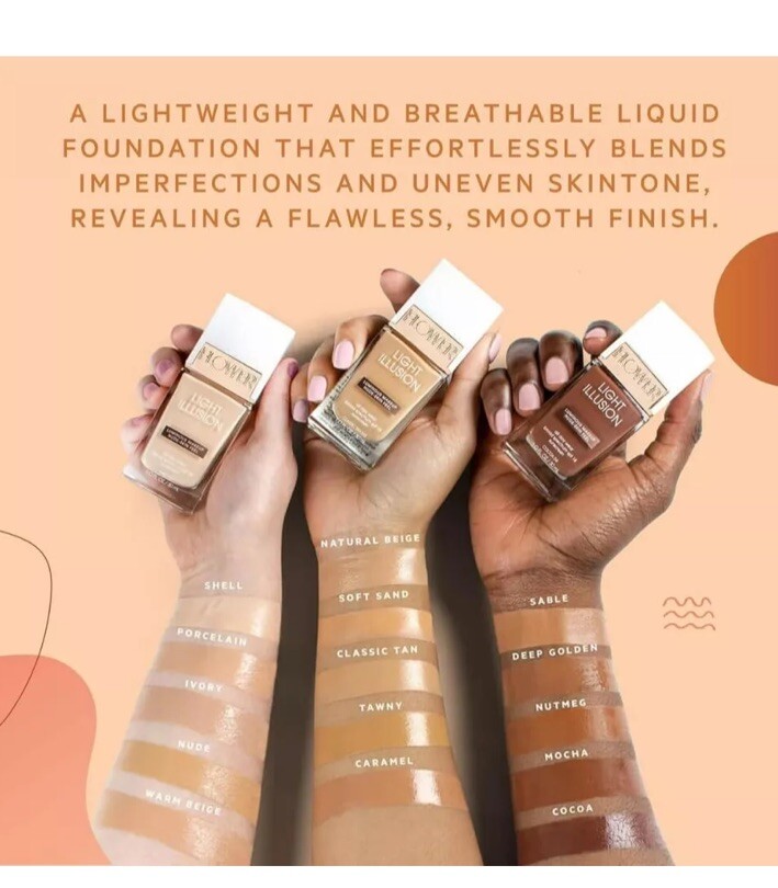 2 PACK FLOWER BEAUTY Light Illusion Foundation Warm Beige