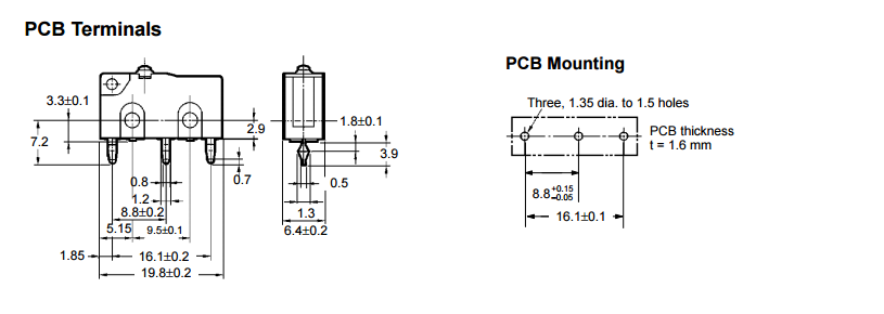 2pcs OMRON D2SW-3D3 3A 125VAC 30VDC 3pins Reset Micro Switch Japan original
