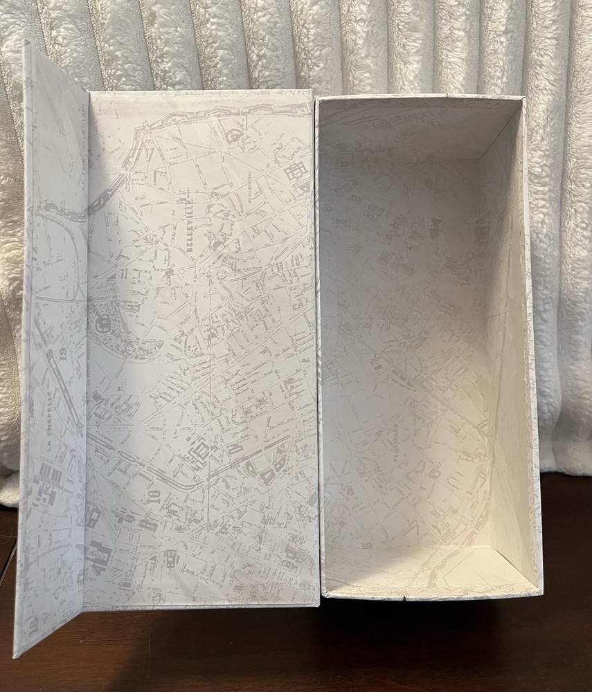 Decorative Storage Box Eiffel Tower Map Design White Gold Black With Lid