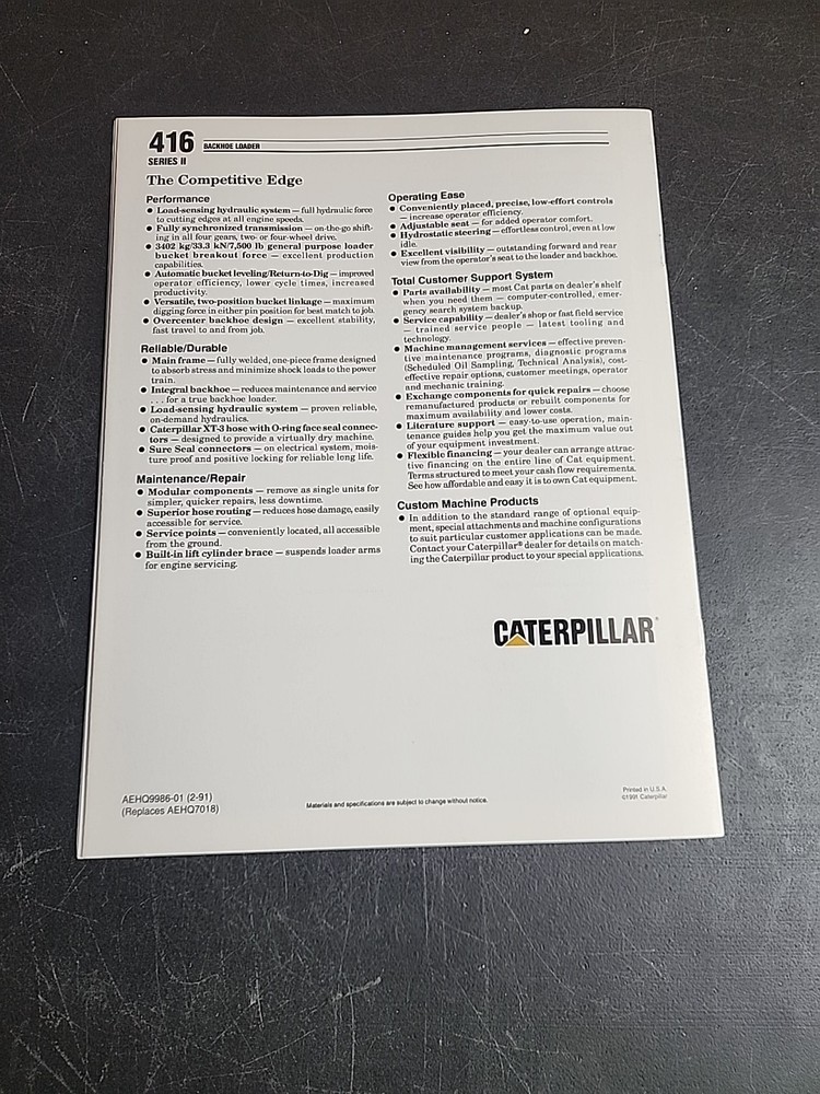 Caterpillar 416 Series 2 Backhoe Loader Brochure