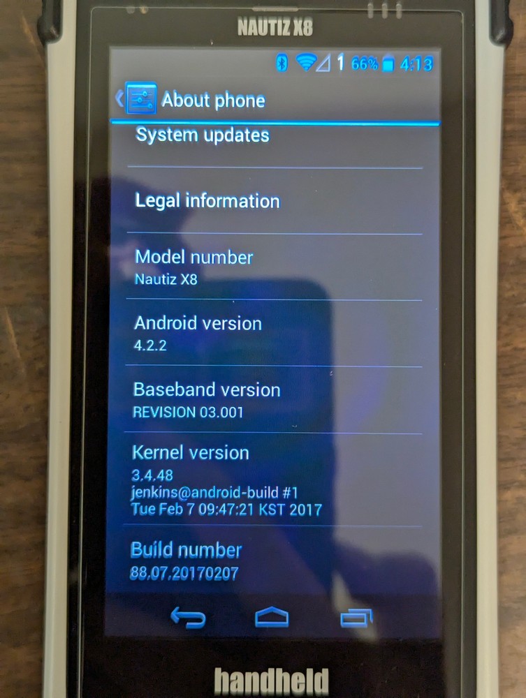 handheld NAUTIZ X8 compact rugged Android data collector; tested, works; reset