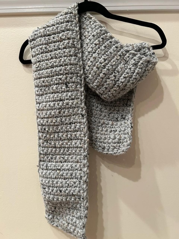 Handmade Crochet Grey Scarf