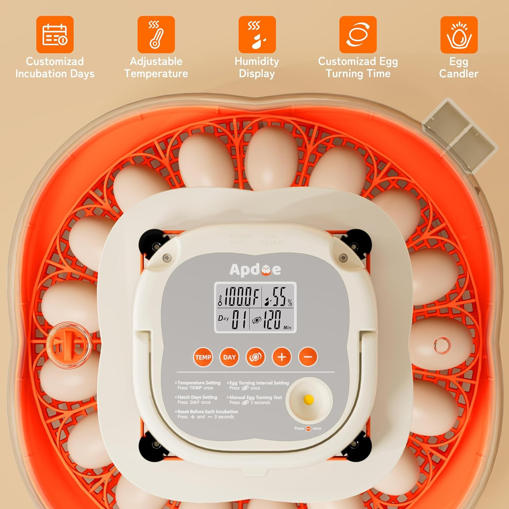 Egg Incubators for Hatching Eggs, Temperature and Humidity Control, Automatic Eg