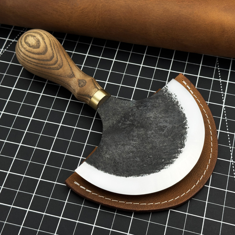 Leather Half Moon Knife. Razor Sharp Blade. Head Knife. Leatherworking Tool.