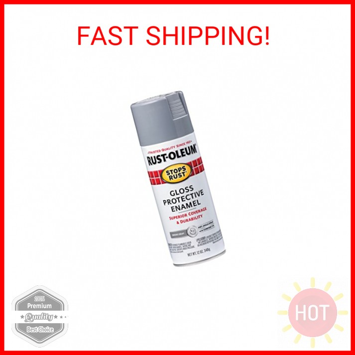 Rust-Oleum 7786830 Stops Rust Spray Paint, 12 oz, Gloss Smoke Gray