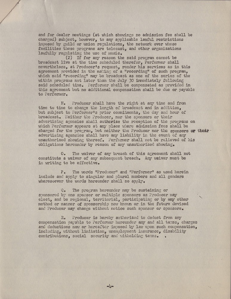 JEAN SIMMONS - CONTRACT SIGNED 10/31/1955
