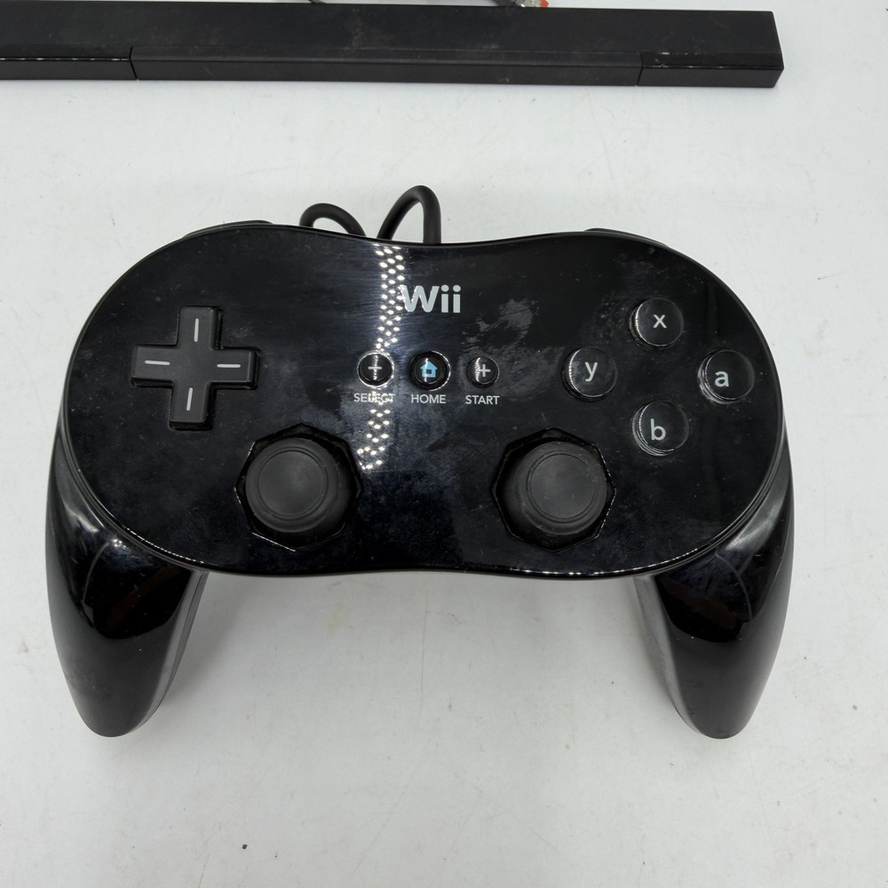 Nintendo Wii Black RVL-001 Bundle Tested Remote Wheel Pro Controller Gamecube