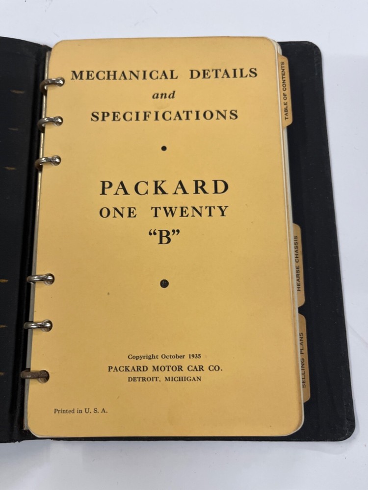 1935 Packard Motor Car Packard One Twenty “B” Data Automobile Book