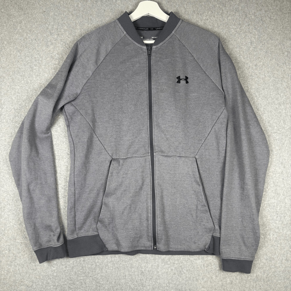 Under Armour Mens Size Large Fitted Full Zip Front Performance Jacket Gray Black