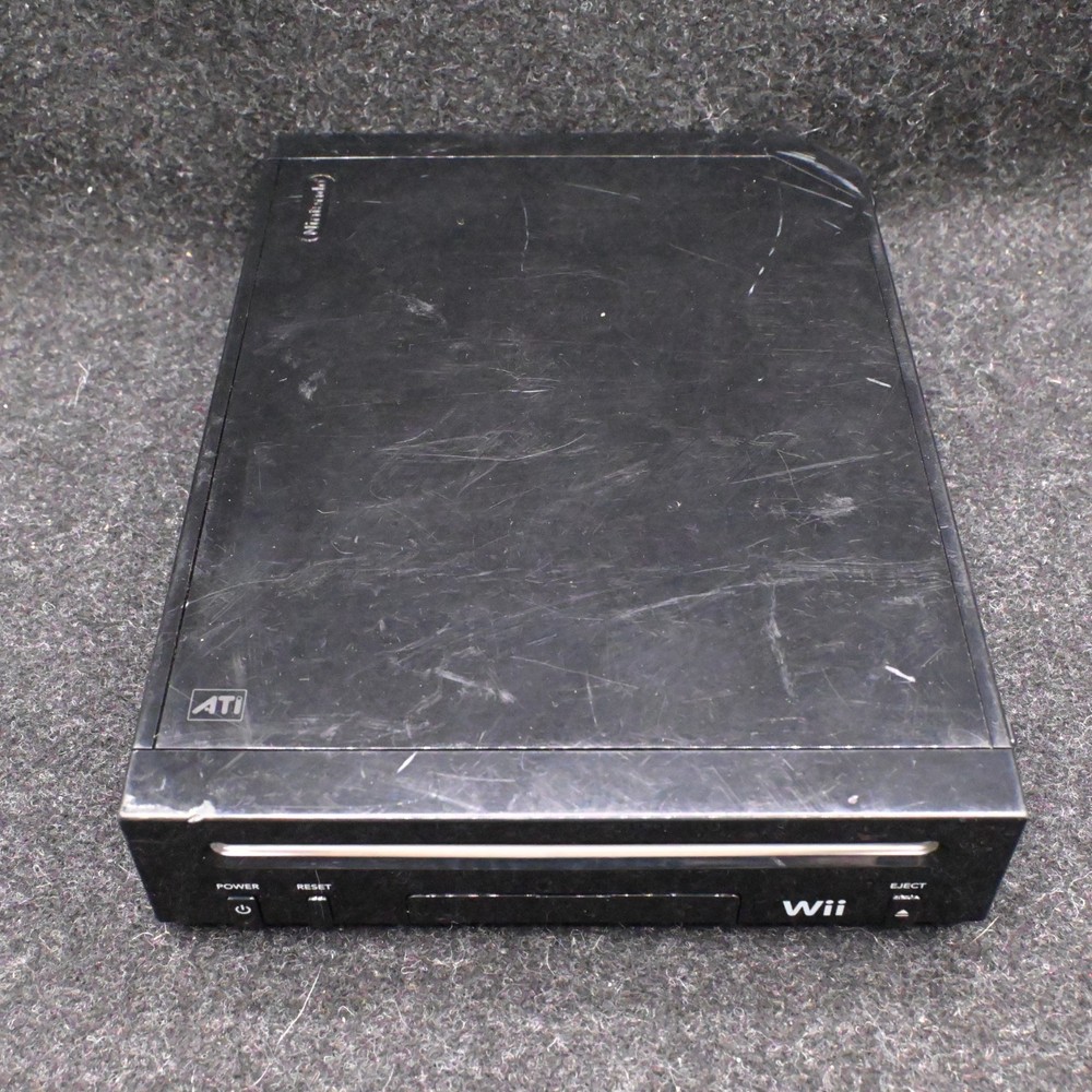 NINTENDO WII BLACK CONSOLE RVL-101 BUNDLE W/ CONTROLLER NUNCHUK SENSOR & CABLES